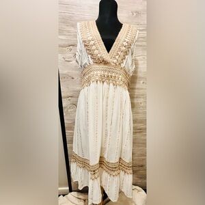 Ashley Taylor Cream and Gold Dress